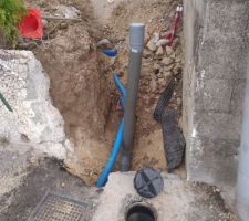 Connexion à la SAUR avec remontée pour connexion future de l'abri piscine vue de la route..