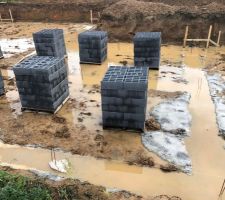 Les joies de la Picardie et de la pluie ! Chantier bloqué à cause du temps actuel ? ce n?est pas la meilleure période pour commencer une construction déjà 1 mois de retard