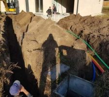 Tranchée passage des fourreaux ainsi que le passage du tout à l'égout ( creusé à 1m70 )