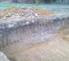 Fouilles terminées - on constate une couche de branchage enterrée sous 20 à 40cm de terre...