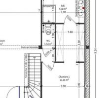 La suite parentale proposée par CID sur les 1er plans + le placard sous l'escalier.