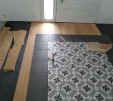 Réalisation tapis carreaux de ciment et pose parquet Panaget RDC