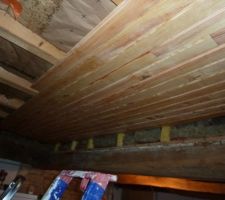 Habillage plafond silo avec lambris