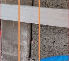 Photo de notre cuisine/s&eacute;jour o&ugrave; la poutrelle est toujours imbib&eacute;e d'eau avec des gouttes qui perlent (gouttes qui se voient bien dans le carr&eacute; orange)