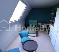 Vu projet pour la chambre de ma fille. Qui avait besoin de se projeter dans son futur espace pour s'assurer qu'elle aurait suffisamment de place. C'est vrai que 15m2 au sol c'est pas beaucoup...