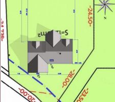 Implantation maison sur le terrain
