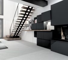 Retour d?aménagement du salon vide séjour en 3 d
Plans escalier, mobilier choix des luminaires ( flos et arkos)