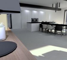 Retour d?aménagement du salon vide séjour en 3 d
Plans escalier, mobilier choix des luminaires ( flos et arkos)