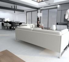 Retour d?aménagement du salon vide séjour en 3 d
Plans escalier, mobilier choix des luminaires ( flos et arkos)