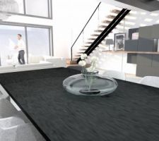 Retour d?aménagement du salon vide séjour en 3 d
Plans escalier, mobilier choix des luminaires ( flos et arkos)
