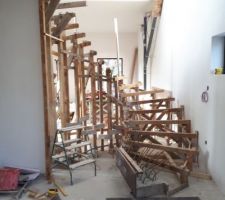 Préparation coffrage escalier