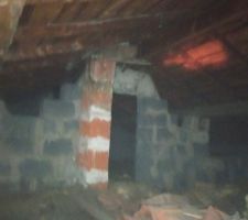 Toiture. Mur porteur et cheminée à enlever.