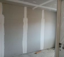 Suite pose rails placo et début des cloisons et pose des portes.