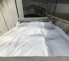 Le géotextile dans l'ancien escalier