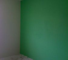 Un petit aperçu de la chambre d'enfant qui est vert sur un mur et blanche lin sur les autres.