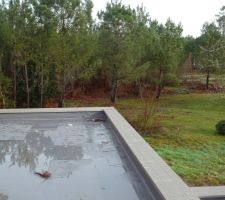 Couvertines posées sur le toit terrasse et le balcon (il a plu !)