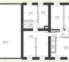 Plan de maison (d'origine ou future) pour présentation (avec croix)