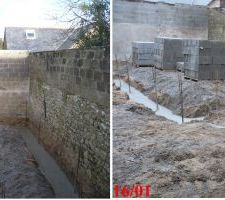 Coul&eacute;e fondations, arriv&eacute;e parpaings