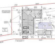 Le plan de masse avec la terrasse, la piscine et le Pool House