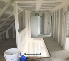 Pr&ecirc;t &agrave; peindre : pallier et coursive &eacute;tage