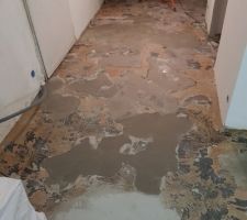 Future buanderie : 
Parquet retiré !
Ragréage refait en partie