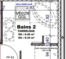 Emplacement douche &eacute;tage