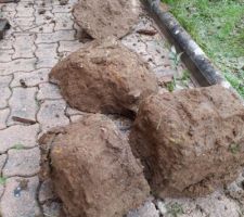 Bloc de béton qui tenait le séchoir à linge