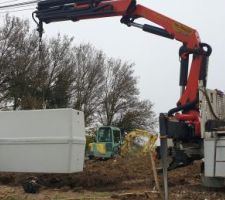 Mise en place de la cuve de 5000L pour récupération eaux de pluie