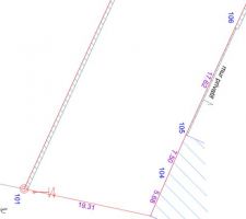Paln de bornage, la maison du voisin est hachur&eacute;.
