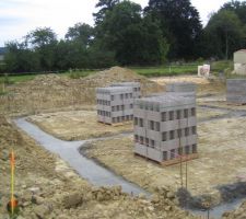 Fondations coul&eacute;es et agglos livr&eacute;s pour le vide sanitaire