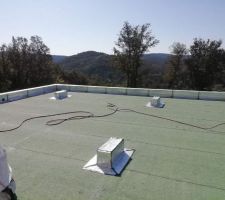 La pelouse et nous avons anticipé avec des supports sur des peut être futur panneaux solaire