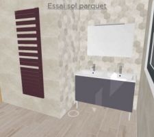 SDB Home by Me - essai carrelage effet parquet au sol