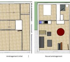 Comparaison de l'aménagement de l'appartement en RDC