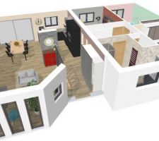 Vue d'ensemble de la maison - niveau pièce de vie + niveau chambres