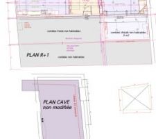 Plan actuel du R+1 et de la cave