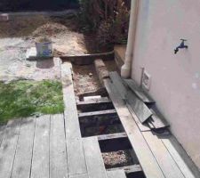 Démontage d'une partie de la terrasse