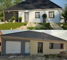 Voil&agrave; au dessus ce que Maison Pierre propose et en dessous ce qu'ils construisent!
Comment peut-on en arriver l&agrave;? 
surtout ne pas leur faire confiance !