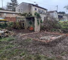 Dalle de l'abri de jardin et agrandissement de la terrasse