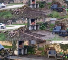 Dalle de l'abri de jardin et agrandissement de la terrasse