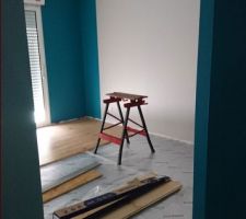 Pose du parquet dans la chambre parentale