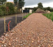 Création de l'allée avec clôture temporaire.