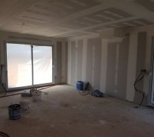 Isolation finie, finition du placo, salon