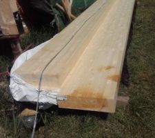 Lot de 3 poutres lamell&eacute;es-coll&eacute;es de 12cm x 44cm x 5,50m