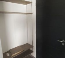 &Eacute;tag&egrave;re entr&eacute;e. Futur am&eacute;nagement tringle et placard.