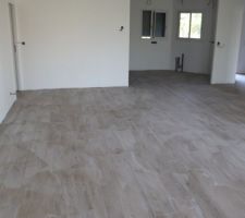 Joints (gris perle) carrelage imitation parquet et salle de bain