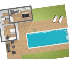 Plan pool house et contour piscine