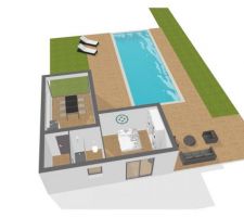 Plan pool house et extérieur piscine