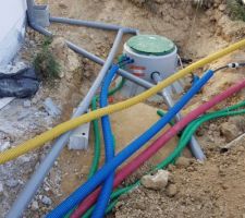 Pose de la cuve enterrée de récupération de l'eau de pluie