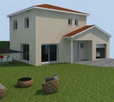 Voici un visuel de notre future maison, vue façade Sud. Une maison simple, dans notre budget.
