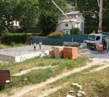 Dalle coulé avec camion pompe